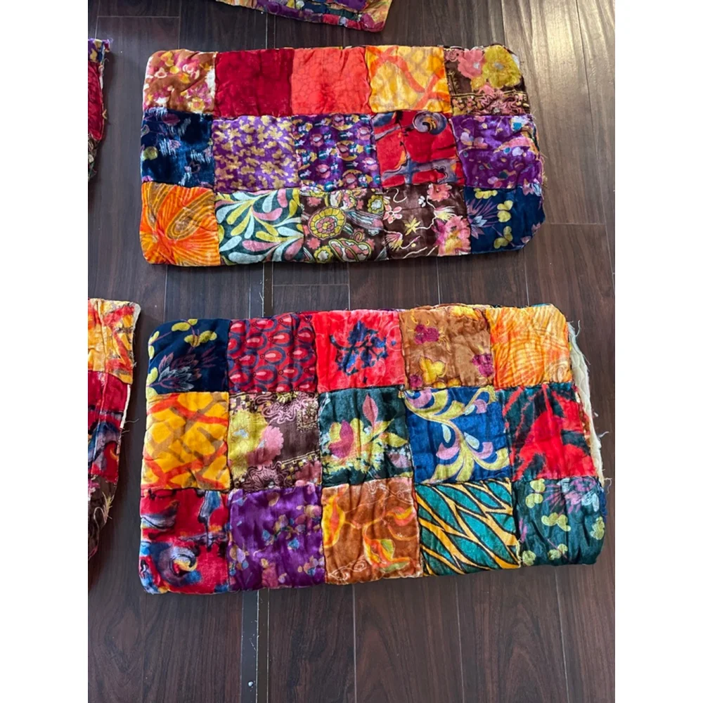 Lot of 10 Vintage 60s Patchwork Velvet Pillow Shams India Boho Handmade